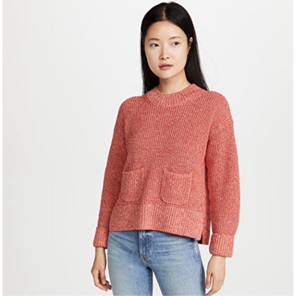 Alex Mill Hank Rib Cotton Linen Blend Sweater in Orange Small